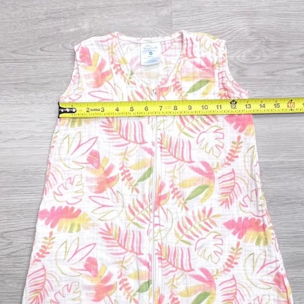 HALO SleepSack Medium 6-12M Pink Tropical Leaf Cotton Muslin Wearable Blanket